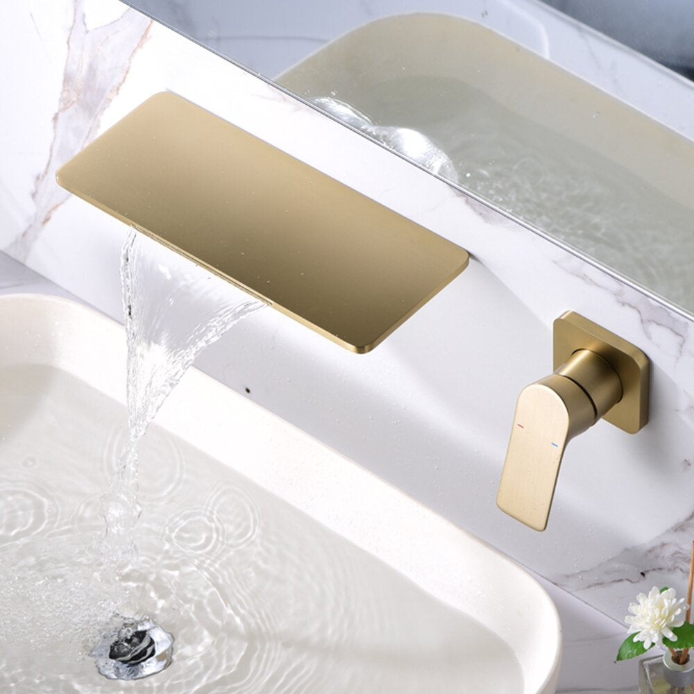 Solid Brass Wall Mounted Bathroom Faucet