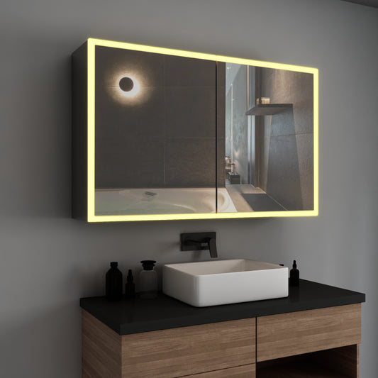 48 in. W x 30 in. H Medicine Cabinet with Frameless LED Mirror Anti-fog Surface Mount