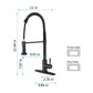 Pull Down Single Handle Kitchen Faucet, 1/3 Hole Stainless Steel Matte Black, Stream/Spray Mode, Flexible Rotation