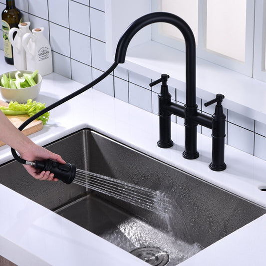 Touch Kitchen Faucet with Pull Out/Down Sprayer, Bridge, 2 Handle, With Accessories