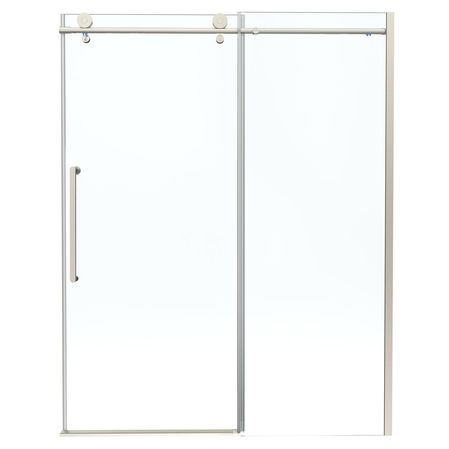 57-60 in. W x 76 in. H Sliding Semi-Frameless Shower Door Brushed Nickel Clear Glass