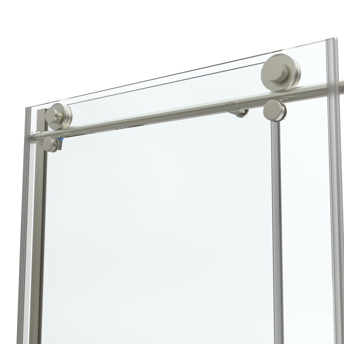 57-60 in. W x 76 in. H Sliding Semi-Frameless Shower Door Brushed Nickel Clear Glass