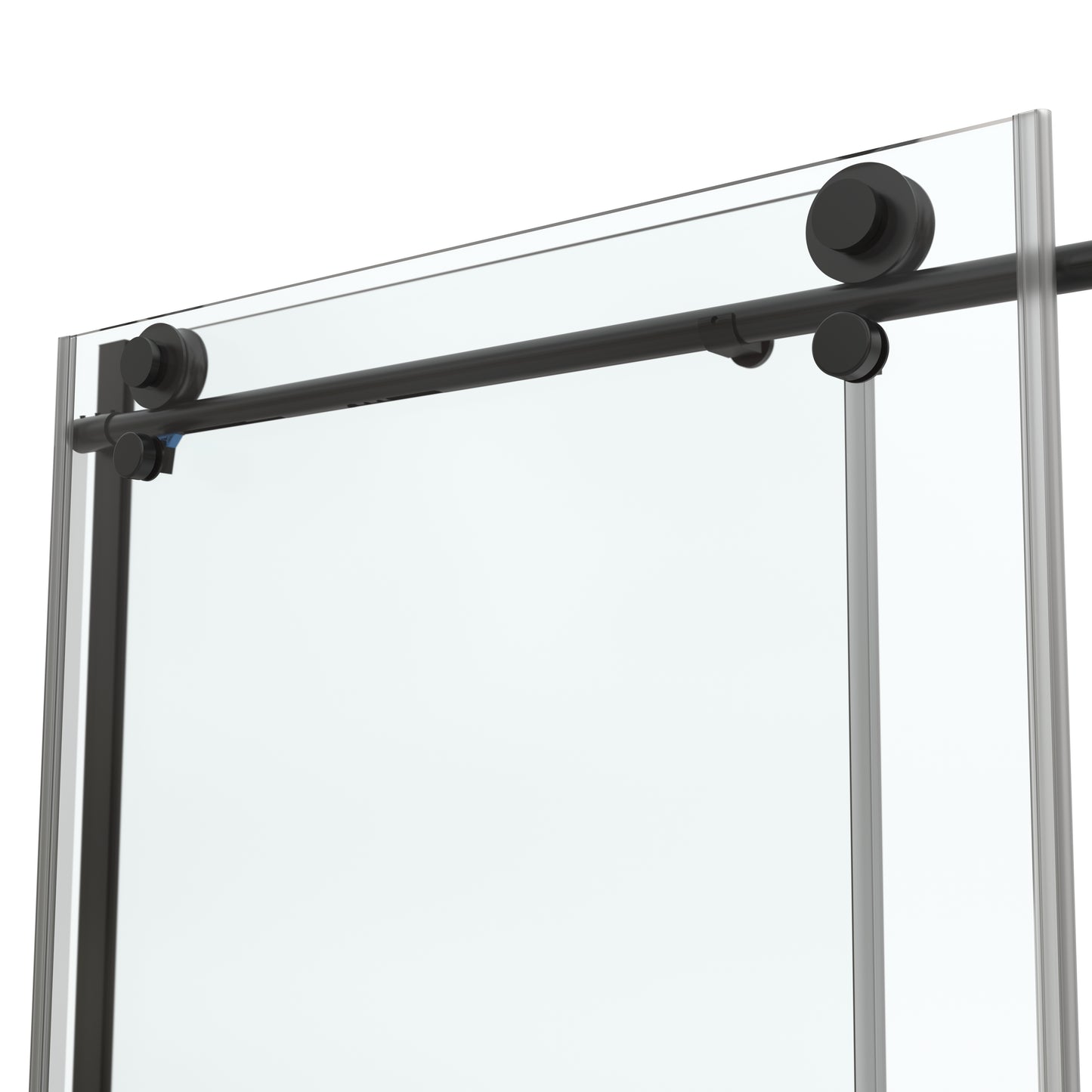57-60 in. W x 76 in. H Sliding Semi-Frameless Shower Door Matte Black Clear Glass