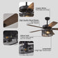 52" Indoor Solid Wood Black Retro Ceiling Fan With Lights With Remote Control