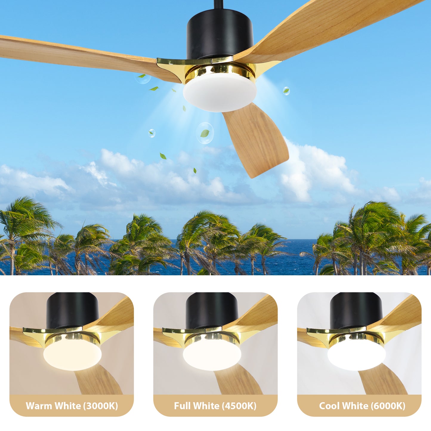CAD 52 in. Intergrated LED Indoor Sand Nickel Ceiling Fan with Light