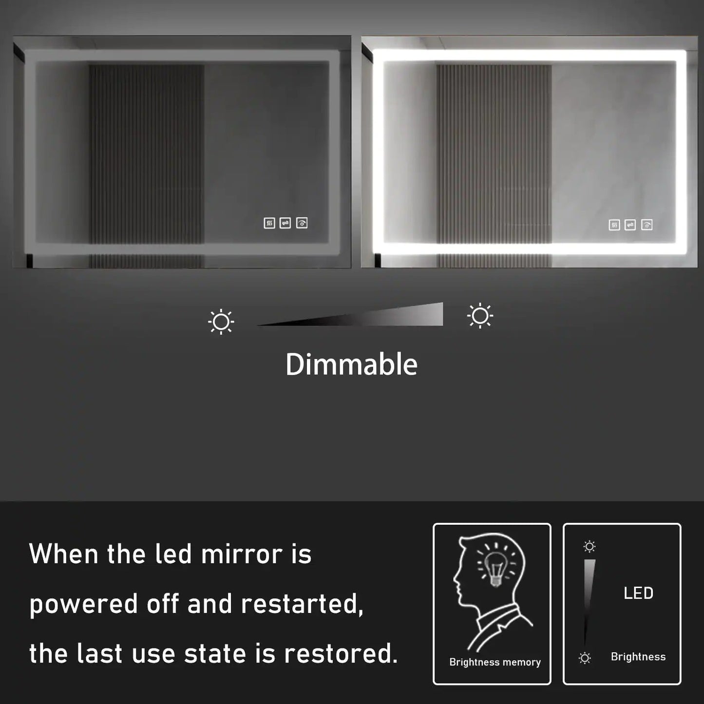 36 in. W x 28 in. H LED Large Rectangular Frameless Anti-Fog Bathroom Mirror Front & Backlit