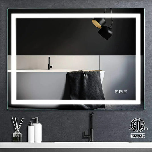 36 in. W x 28 in. H LED Large Rectangular Frameless Anti-Fog Bathroom Mirror Front & Backlit
