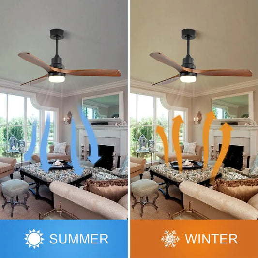 52 in. Integrated LED Indoor Black Ceiling Fan with Light and Remote Include Light Kit Downrod