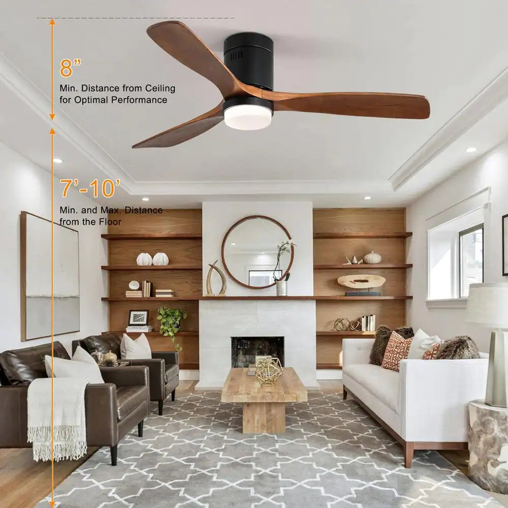 52 in. Intergrated LED Indoor Black Smart Ceiling Fan with Light and Remote Include Light Kit
