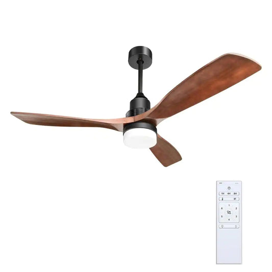 52 in. Intergrated LED Indoor Black Smart Ceiling Fan with Light and Remote Include Light Kit Downrod