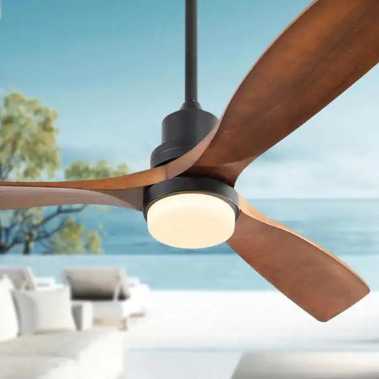 52 in. Intergrated LED Indoor Black Smart Ceiling Fan with Light and Remote Include Light Kit Downrod