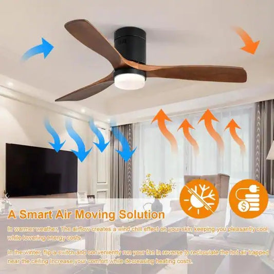 60 in. Intergrated LED Indoor Black Smart Ceiling Fan with Light and Remote Include Light Kit