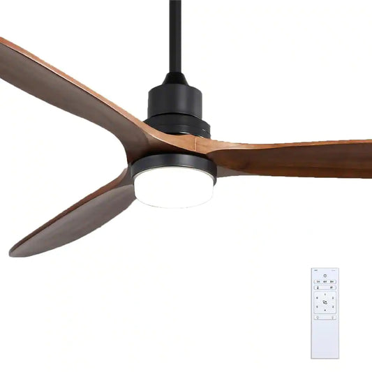 60 in. Intergrated LED Indoor Black Ceiling Fan with Light and Remote Include Light Kit Downrod