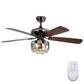 52 in. Intergrated LED Indoor Black Ceiling Fan with Light and Remote Include Light Kit Downrod
