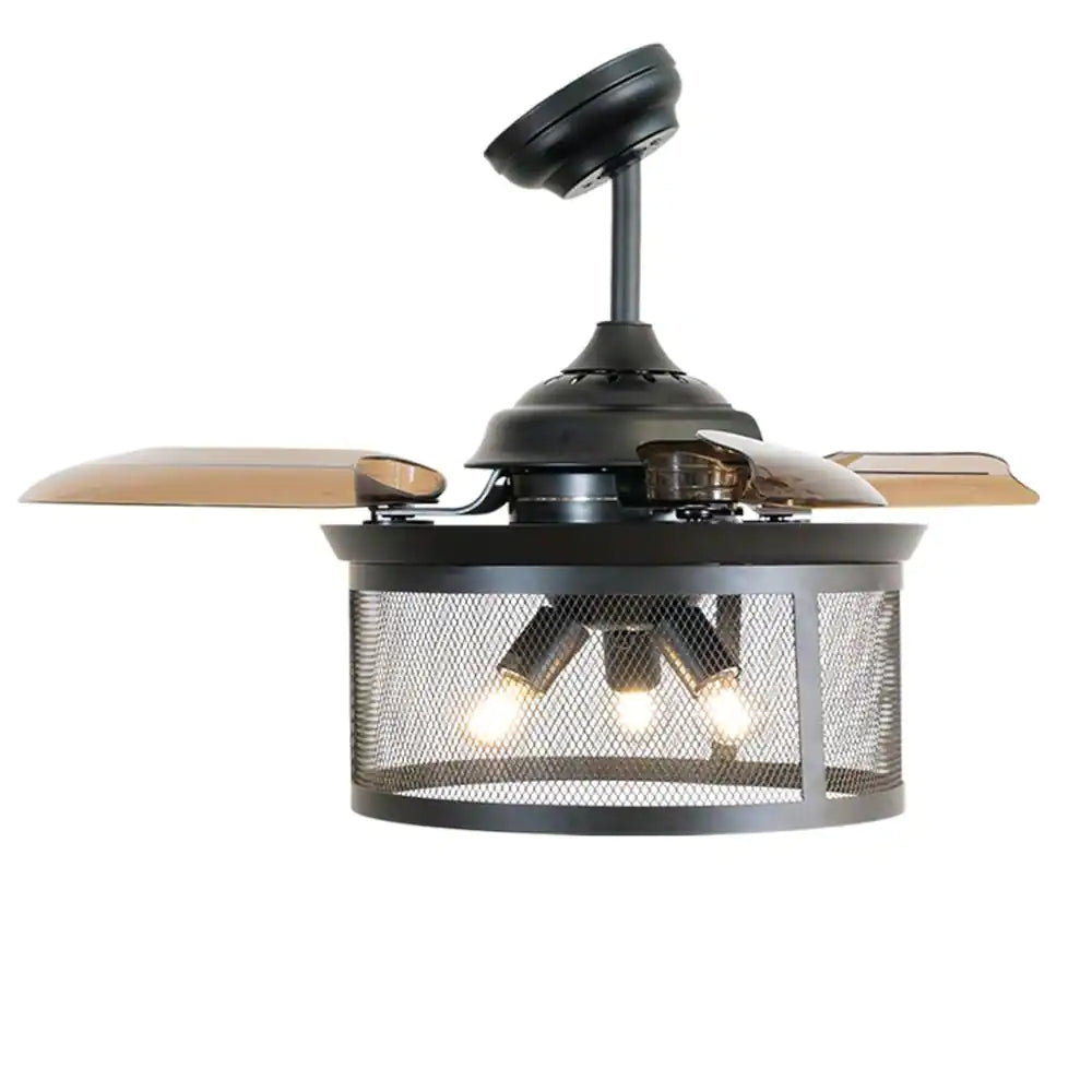 36 in. Indoor Black Ceiling Fan with Light with Remote Control