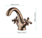 Bathroom Sink Faucet Antique Brass Single Hole Cold and Hot Double Handle Cross Knobs Vanity Vessel Sink Basin Mixer Tap