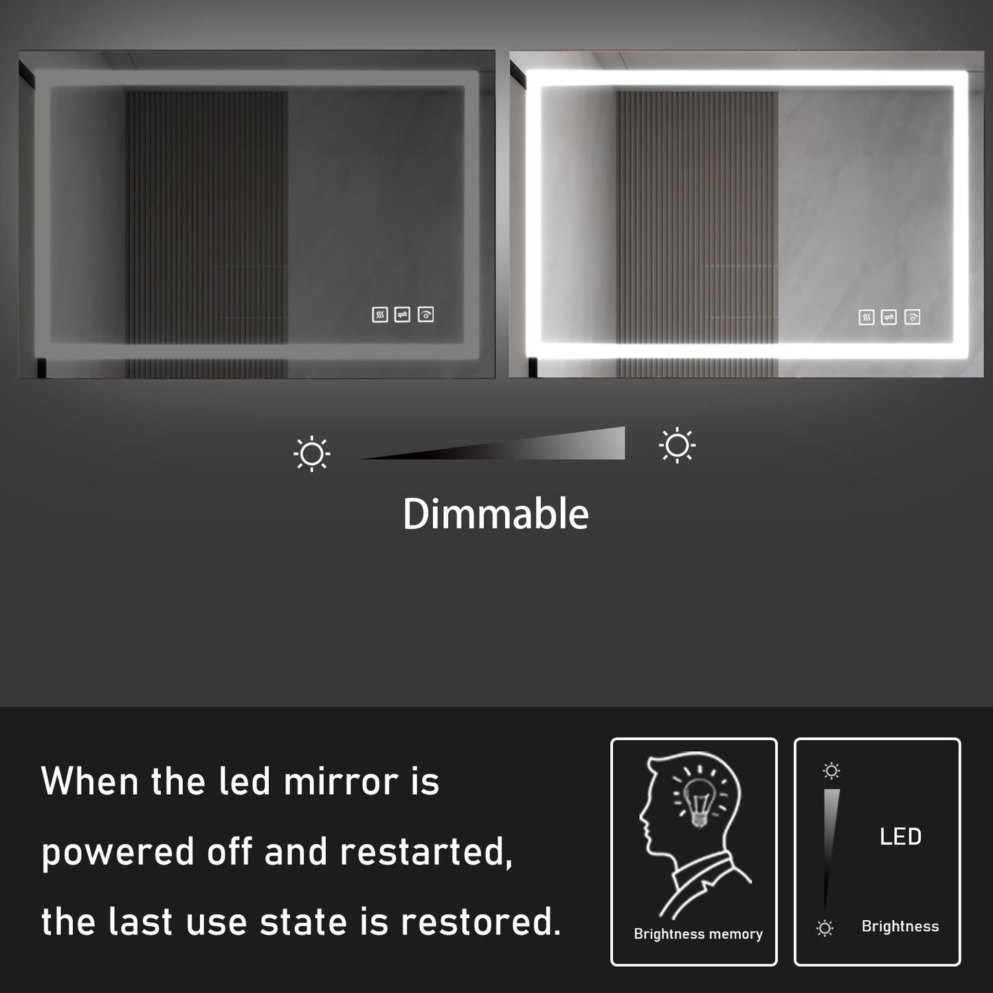 36 in. W x 30 in. H LED Rectangular Frameless Anti-Fog Bathroom Mirror Front Light