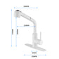 in White Pull-Out Sprayer Kitchen Faucet In Stainless with Deck Plate