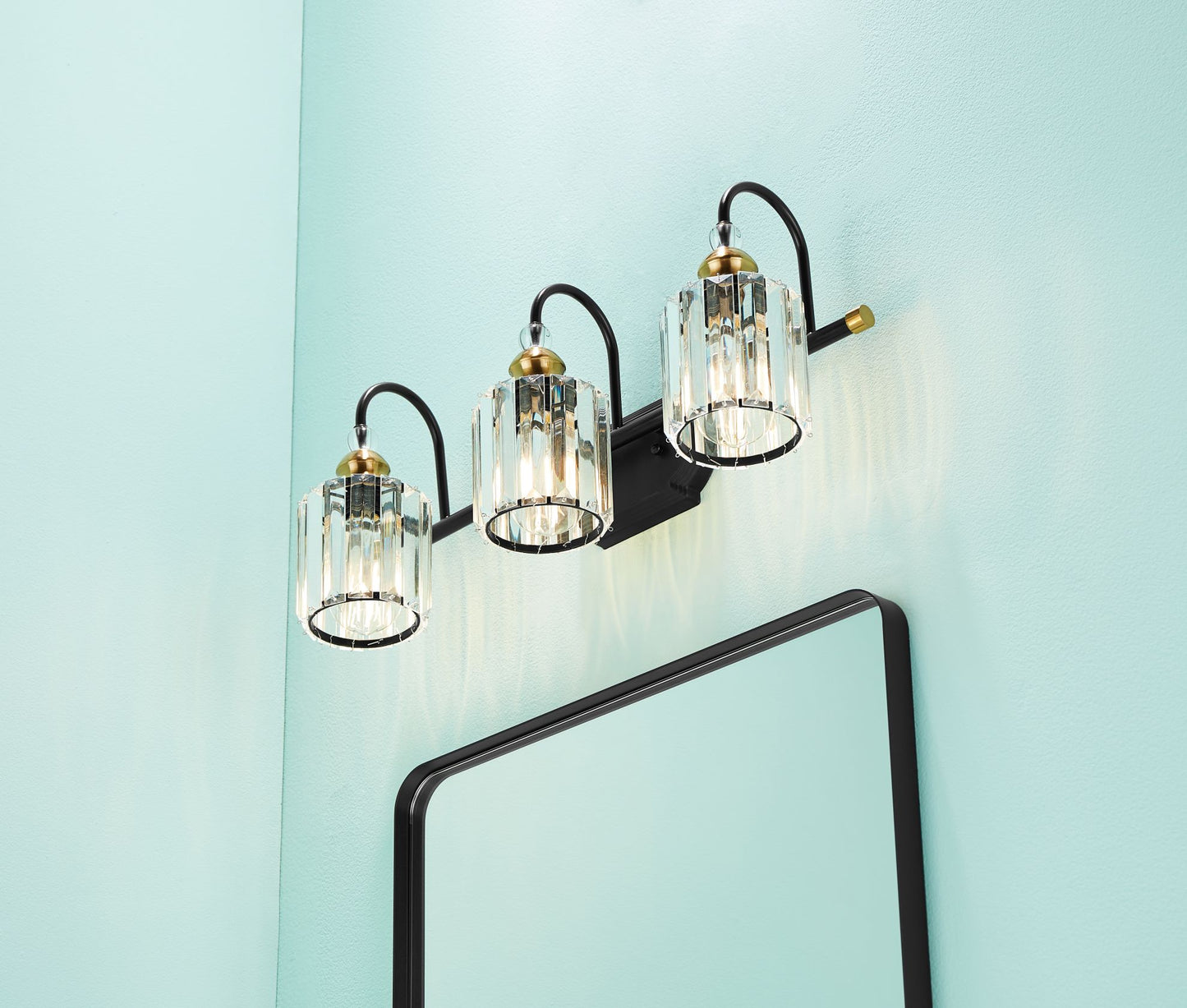 22-in W x 30-in H Matte Black Alumi Bathroom Mirror with Vanity Light