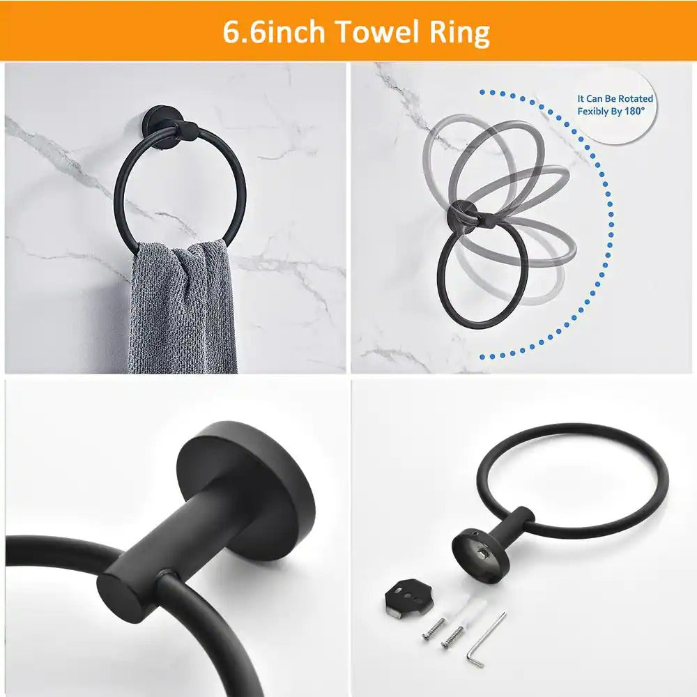 COUOBO 7 Pieces Black Bathroom Hardware Set Towel Bar Set Hand Towel Holder  4 Towel Hooks Toilet Paper Holder Towels Shelf Bathroom Accessories  Stainless Steel Wall Mounted - Yahoo Shopping