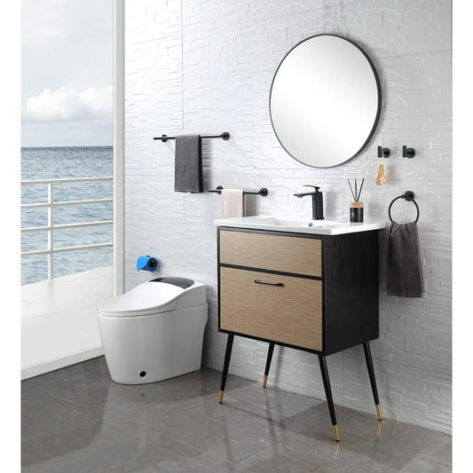 6-Piece Bath Hardware Set, Towel Bar, Toilet Paper Holder, Towel Hook in Matte Black