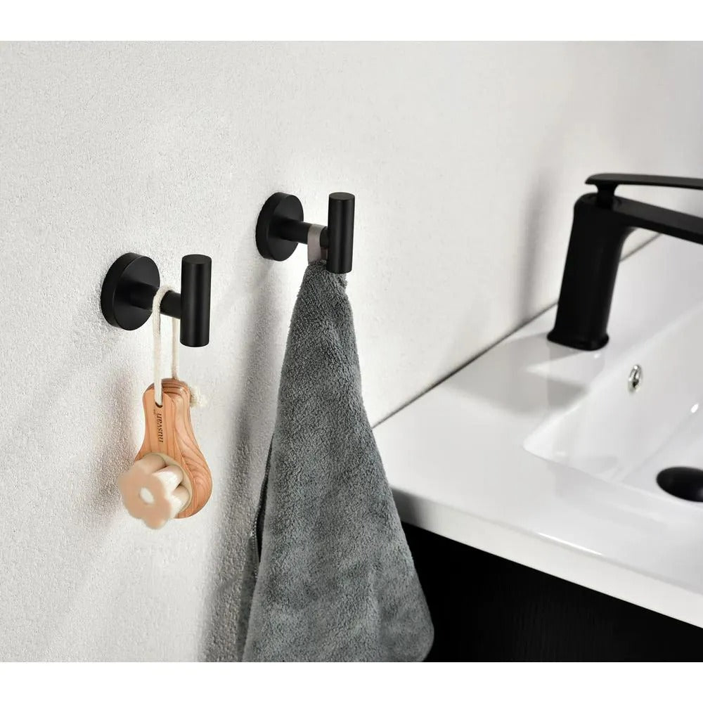 TOOLKISS 6-Piece Bath Hardware Set with Towel Bar, Toilet Paper Holder and Towel Hook in Matte Black