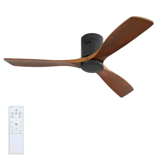 52 in. Indoor Matte Black Ceiling Fan with Remote and Downrod Included