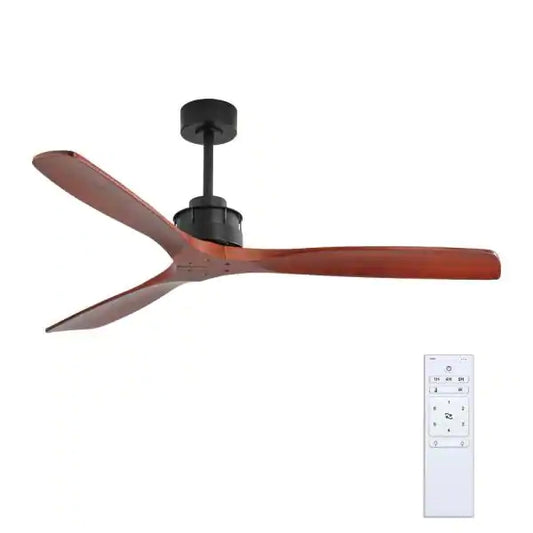 52 in. Indoor Matte Black Ceiling Fan with Remote and Downrod