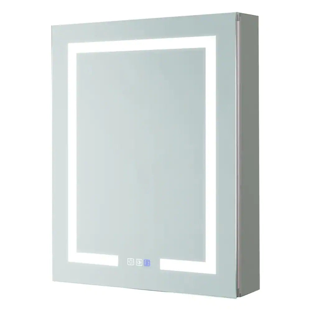 24 in. W x 30 in. H Medium Rectangular Silver Aluminum Recessed/Surface Mount Medicine Cabinet with Mirror Right Open