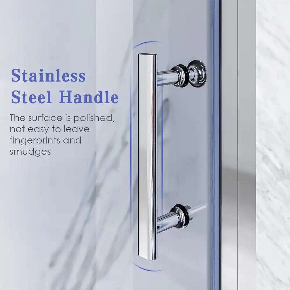 34-35 1/2'' in. W x 72 in. H Bi-Fold Frameless Shower Doors in Chrome with Clear Glass
