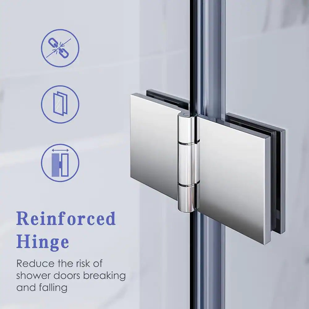34-35 1/2'' in. W x 72 in. H Bi-Fold Frameless Shower Doors in Chrome with Clear Glass