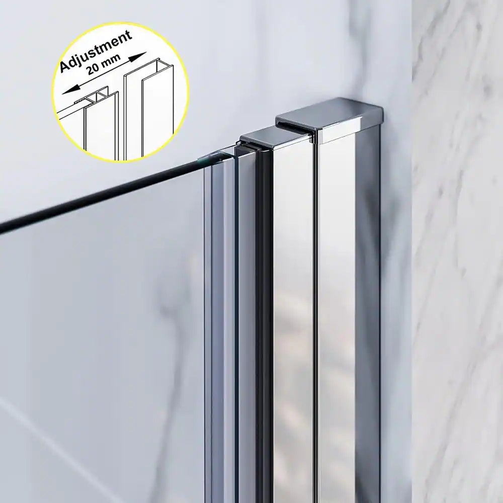 32-33 1/4'' in. W x 72 in. H Bi-Fold Frameless Shower Doors in Chrome with Clear Glass