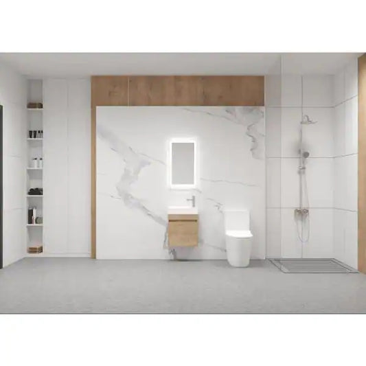 18 in. W x 10.2 in. D x 22.8 in. H Bath Vanity in Light Brown with White Ceramic Top