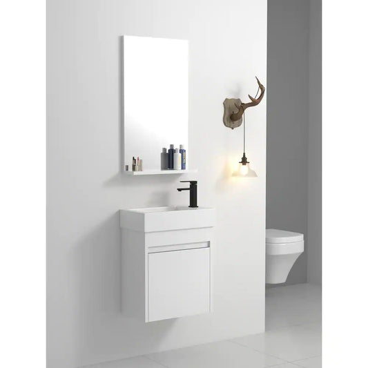 18 in. W x 10.2 in. D x 22.8 in. H Bath Vanity in White with White Ceramic Top