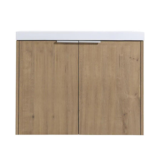 24 in. W x 18 in. D x 19 in. H Bath Vanity in Light Brown with White Ceramic Top