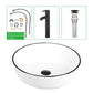 Ceramic Round Vessel Sink in White with Faucet